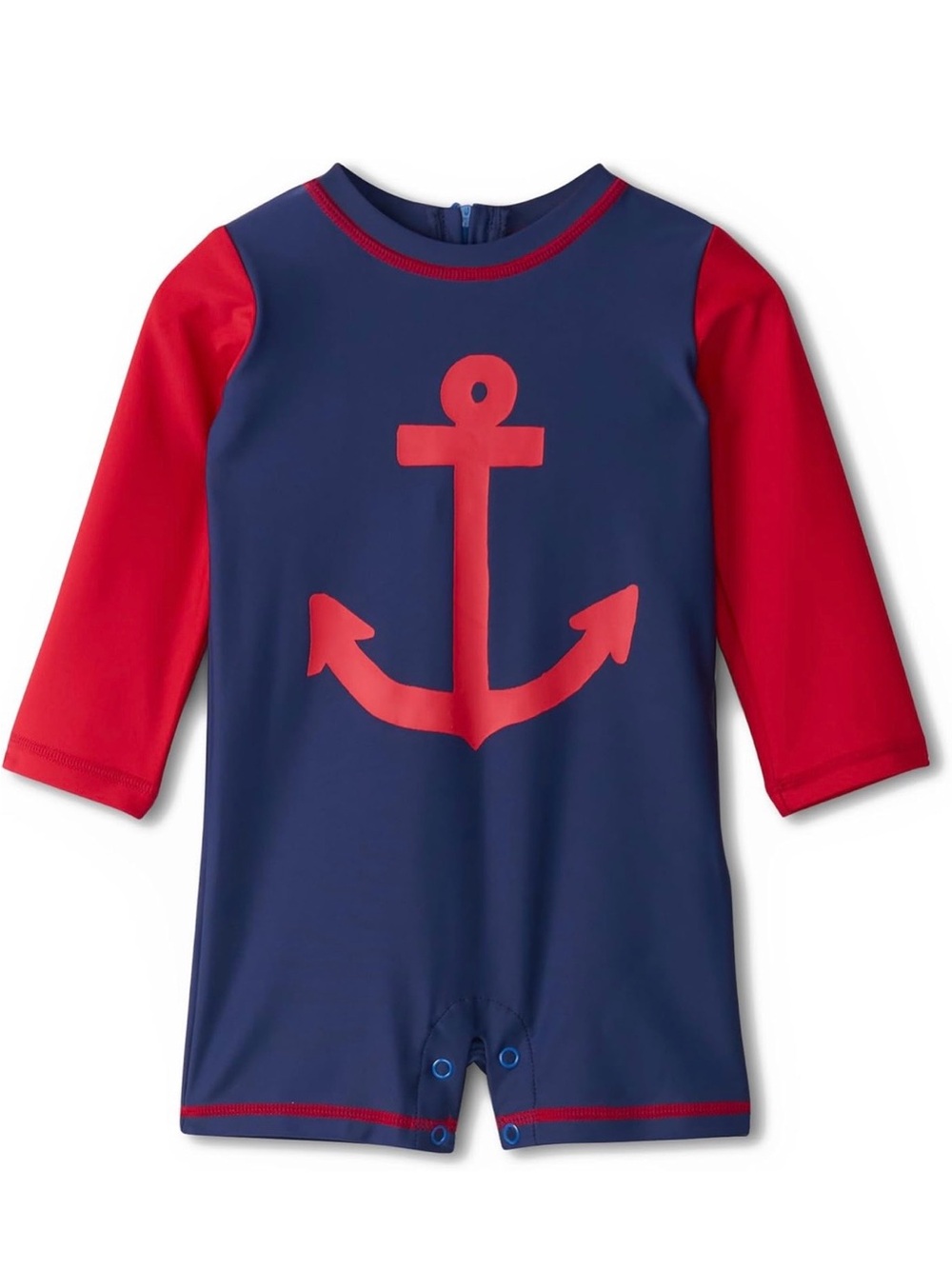 Hatley Navy & Red Anchor One-Piece Rashguard Swimsuit